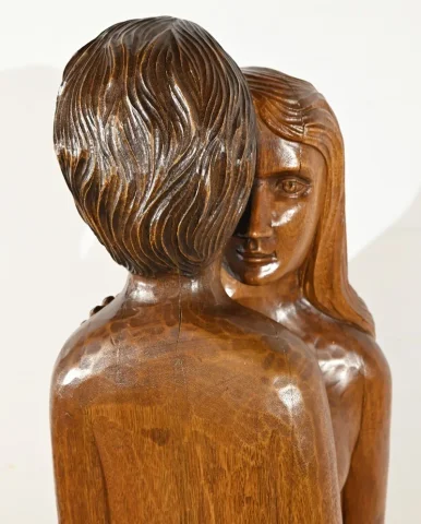 Importante Sculpture en Acajou Massif – Milieu XXe