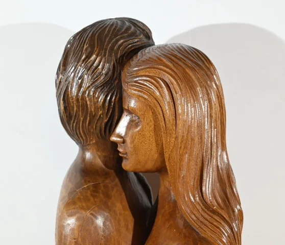 Importante Sculpture en Acajou Massif – Milieu XXe