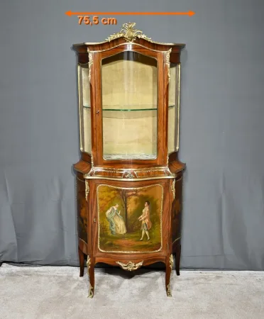Meuble Vitrine en Palissandre, style Louis XV / Louis XVI, époque Napoléon III – Milieu XIXe