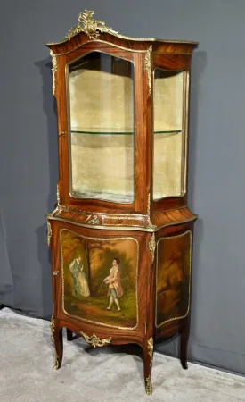 Meuble Vitrine en Palissandre, style Louis XV / Louis XVI, époque Napoléon III – Milieu XIXe