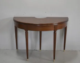 Table à jeu Demi-Lune dite Bouillotte Louis XVI en Acajou XVIIIe
