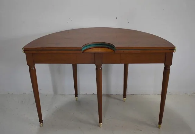 Table à jeu Demi-Lune dite Bouillotte Louis XVI en Acajou XVIIIe
