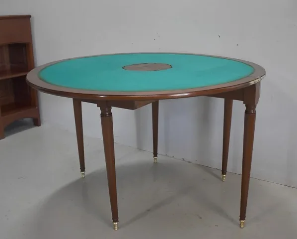 Table à jeu Demi-Lune dite Bouillotte Louis XVI en Acajou XVIIIe