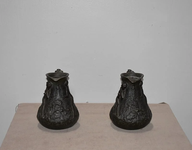 PAIR OF PEWTER VASEES