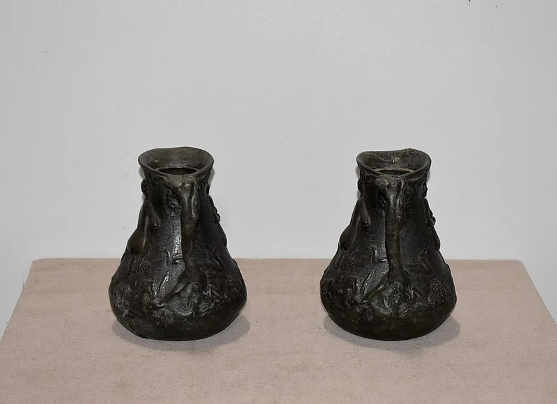PAIR OF PEWTER VASEES