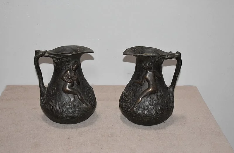 PAIR OF PEWTER VASEES