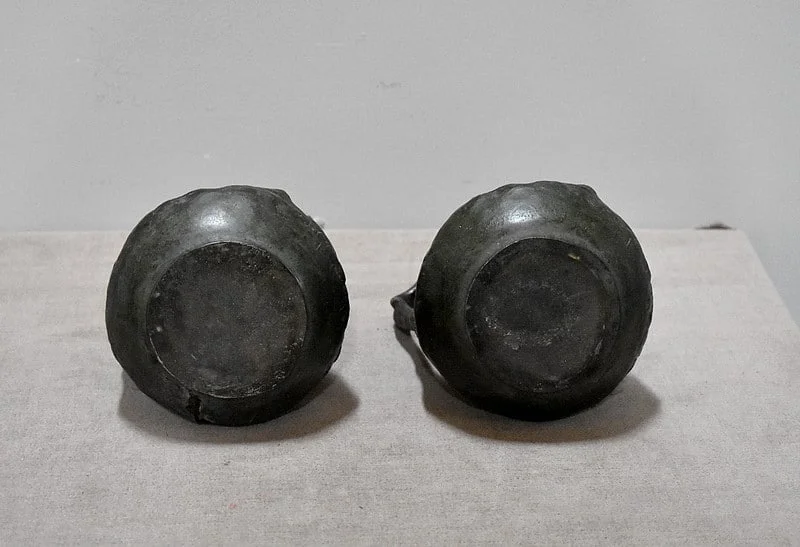 PAIR OF PEWTER VASEES