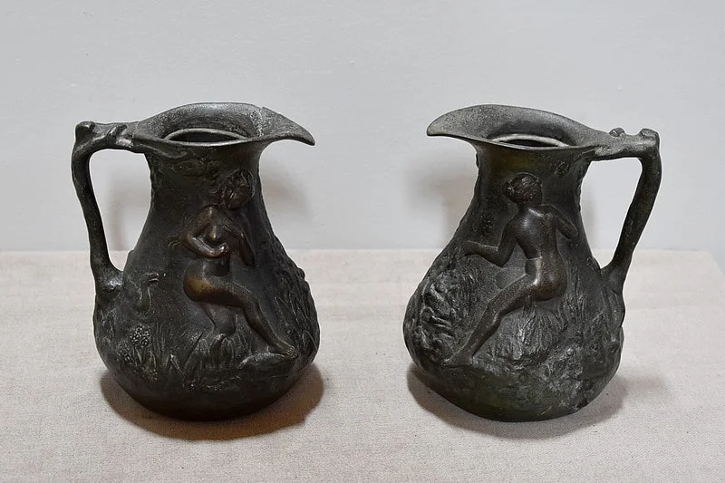 PAIR OF PEWTER VASEES