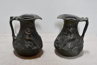 PAIR OF PEWTER VASEES