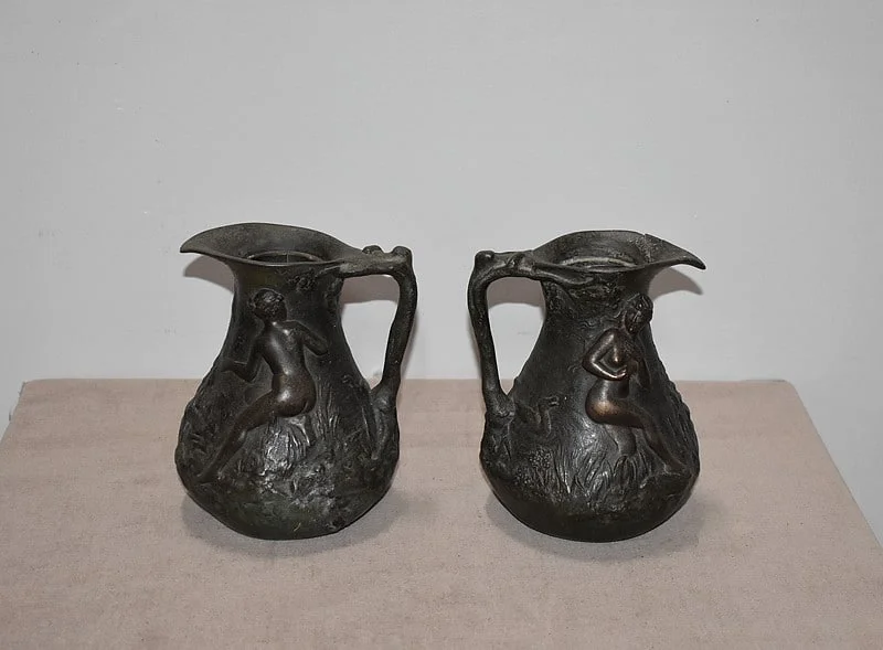 PAIR OF PEWTER VASEES