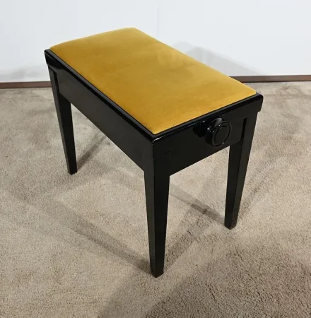 Banquette de Piano Réglable, en Bois laqué Noir – 1970