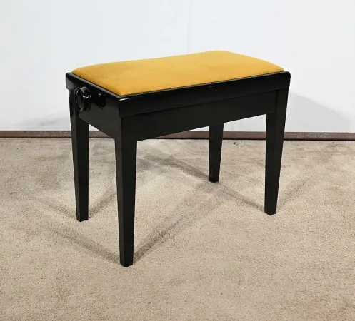 Banquette de Piano Réglable, en Bois laqué Noir – 1970