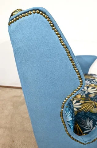 Banquette 2 Places en Tissu Bleu Azur – 1940