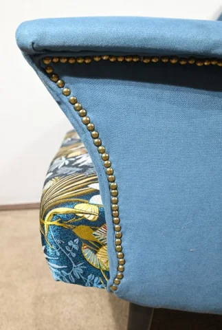 Banquette 2 Places en Tissu Bleu Azur – 1940