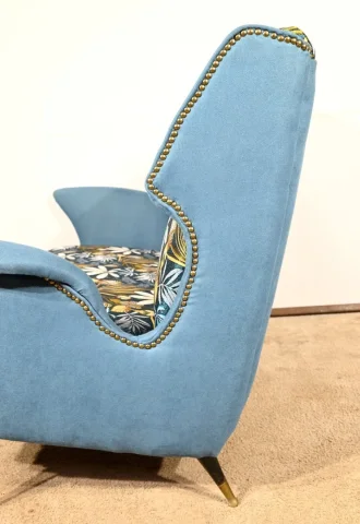 Banquette 2 Places en Tissu Bleu Azur – 1940