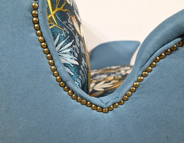 Banquette 2 Places en Tissu Bleu Azur – 1940