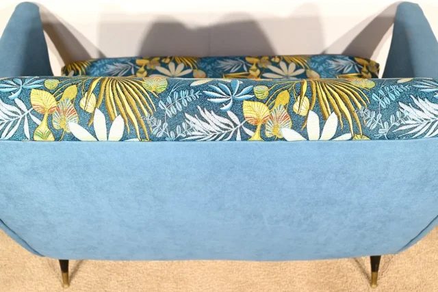 Banquette 2 Places en Tissu Bleu Azur – 1940