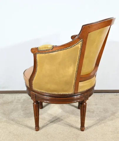 Fauteuil de Bureau Pivotant en Hêtre, style Louis XVI – Fin XIXe