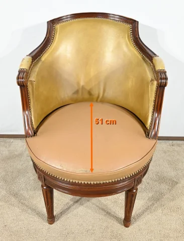 Fauteuil de Bureau Pivotant en Hêtre, style Louis XVI – Fin XIXe