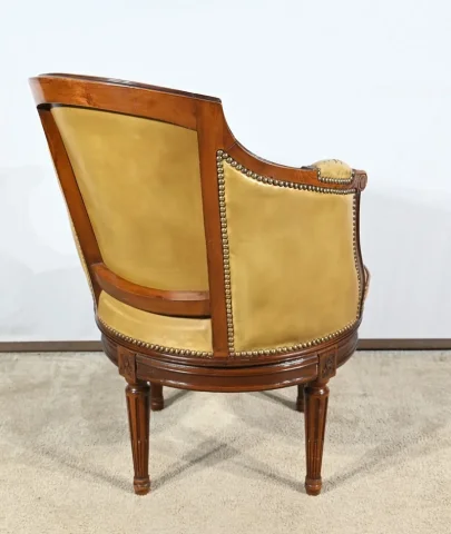 Fauteuil de Bureau Pivotant en Hêtre, style Louis XVI – Fin XIXe