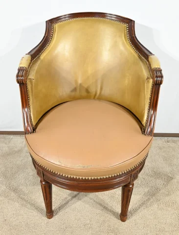 Fauteuil de Bureau Pivotant en Hêtre, style Louis XVI – Fin XIXe