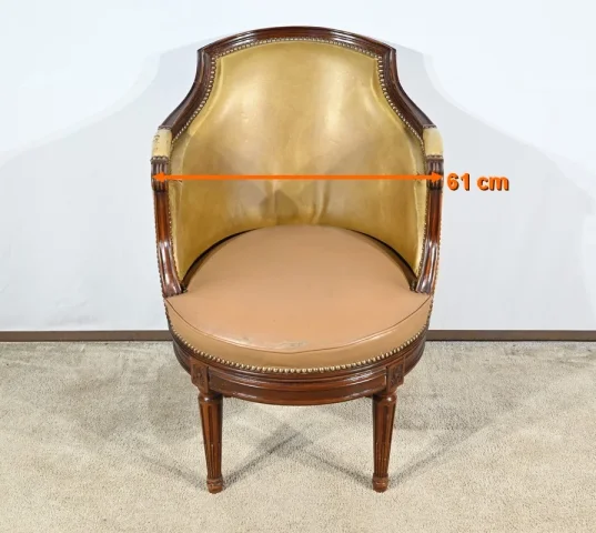 Fauteuil de Bureau Pivotant en Hêtre, style Louis XVI – Fin XIXe