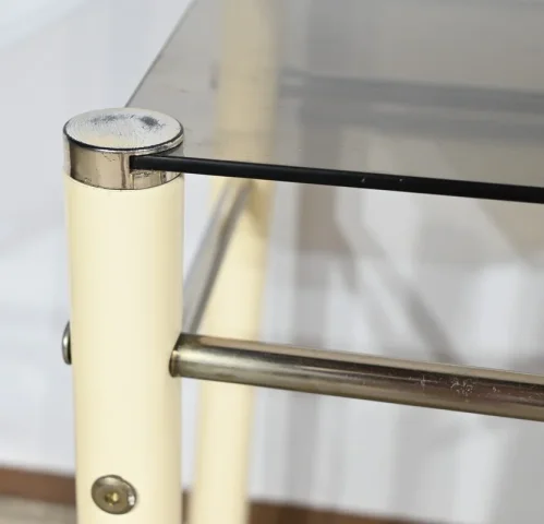 Tables Gigognes en Métal Beige, attribuées à Yves Boutboul – 1970