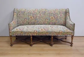 Importante Banquette de Propriété à Tissu fleuri, époque Louis XIV – Début XVIIIe