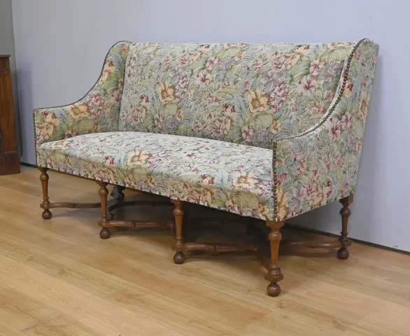 Importante Banquette de Propriété à Tissu fleuri, époque Louis XIV – Début XVIIIe