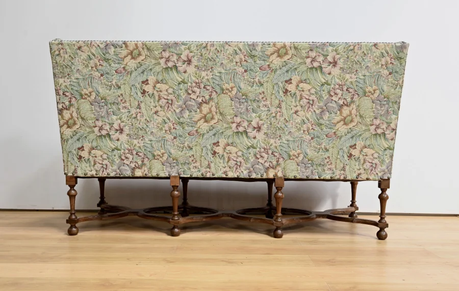 Importante Banquette de Propriété à Tissu fleuri, époque Louis XIV – Début XVIIIe