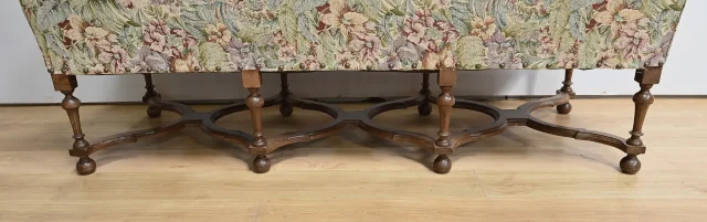 Importante Banquette de Propriété à Tissu fleuri, époque Louis XIV – Début XVIIIe