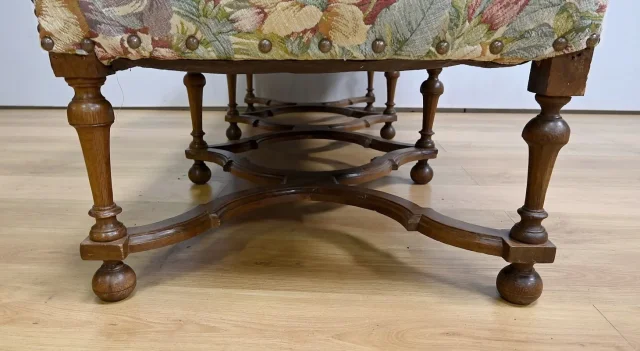 Importante Banquette de Propriété à Tissu fleuri, époque Louis XIV – Début XVIIIe