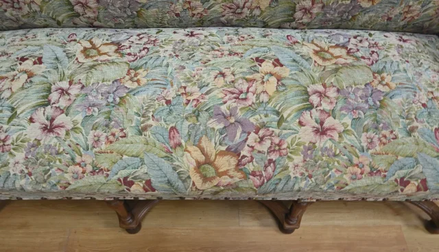 Importante Banquette de Propriété à Tissu fleuri, époque Louis XIV – Début XVIIIe