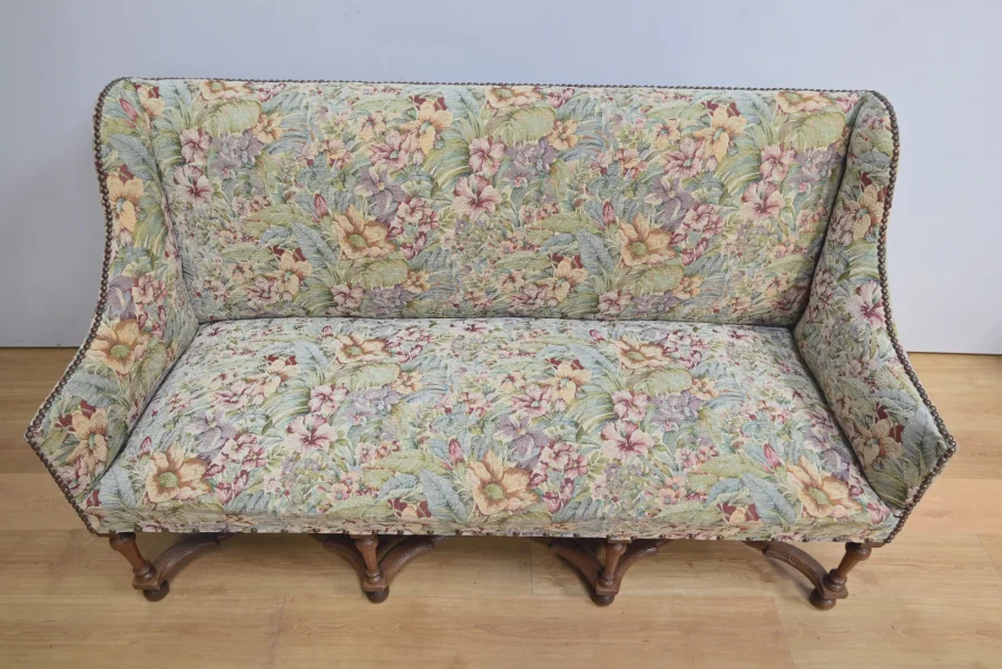 Importante Banquette de Propriété à Tissu fleuri, époque Louis XIV – Début XVIIIe