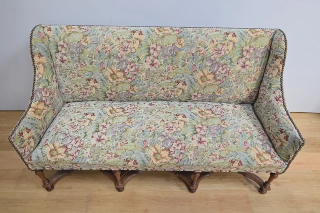 Importante Banquette de Propriété à Tissu fleuri, époque Louis XIV – Début XVIIIe