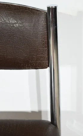 Suite de 3 Chaises en Cuir et Métal Chromé, attribuées à Collomb Création – 1970