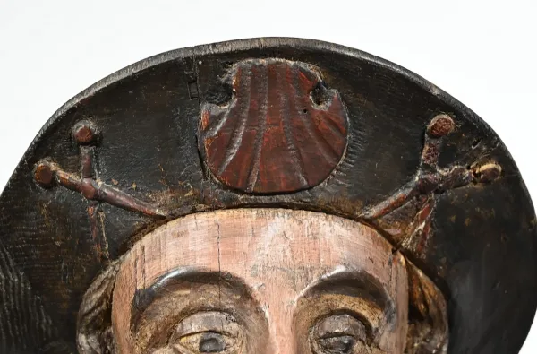 Importante Sculpture de Saint Jacques en Chêne Polychromé – XVIIIe