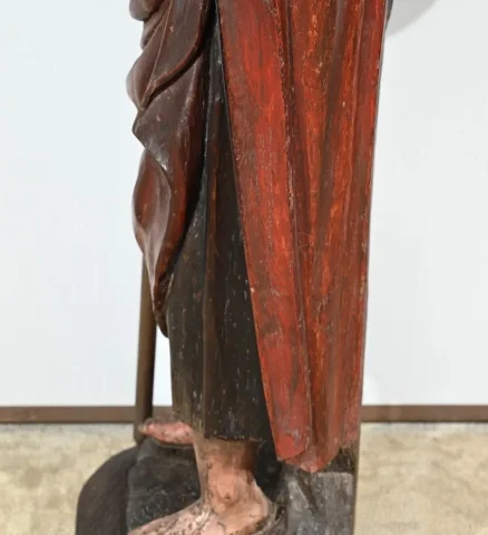 Importante Sculpture de Saint Jacques en Chêne Polychromé – XVIIIe
