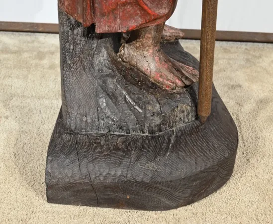 Importante Sculpture de Saint Jacques en Chêne Polychromé – XVIIIe