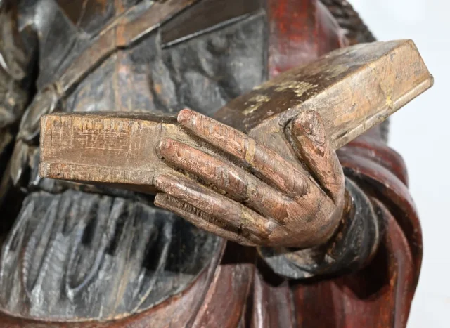 Importante Sculpture de Saint Jacques en Chêne Polychromé – XVIIIe