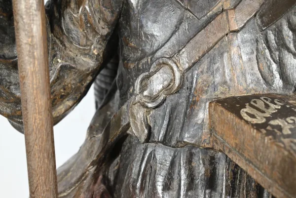 Importante Sculpture de Saint Jacques en Chêne Polychromé – XVIIIe