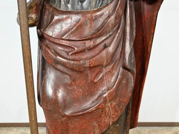 Importante Sculpture de Saint Jacques en Chêne Polychromé – XVIIIe