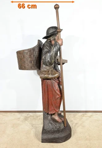 Importante Sculpture de Saint Jacques en Chêne Polychromé – XVIIIe