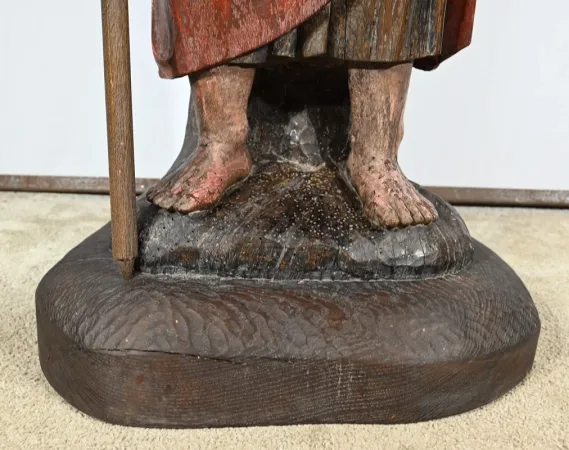 Importante Sculpture de Saint Jacques en Chêne Polychromé – XVIIIe