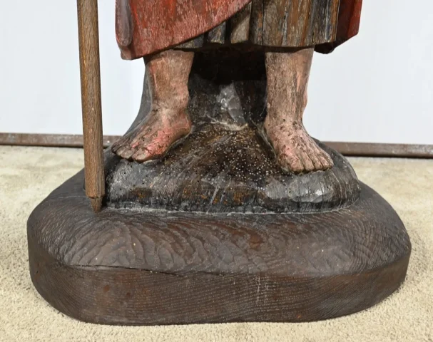 Importante Sculpture de Saint Jacques en Chêne Polychromé – XVIIIe