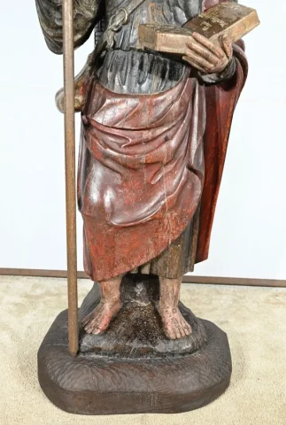 Importante Sculpture de Saint Jacques en Chêne Polychromé – XVIIIe