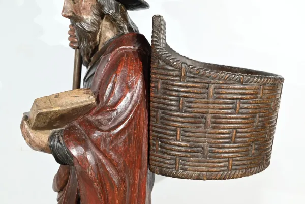 Importante Sculpture de Saint Jacques en Chêne Polychromé – XVIIIe