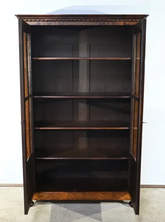 Bibliothèque en Ronce de Noyer, époque Restauration – Début XIXe