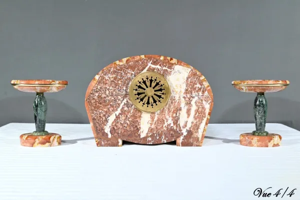 Garniture de Cheminée en Marbre, signée DiediSheim, Art Déco – 1920