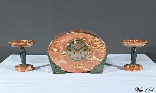 Garniture de Cheminée en Marbre, signée DiediSheim, Art Déco – 1920